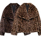 European and American Style Winter New Fashion Versatile Lapel Leopard Print Faux Fur Coat.