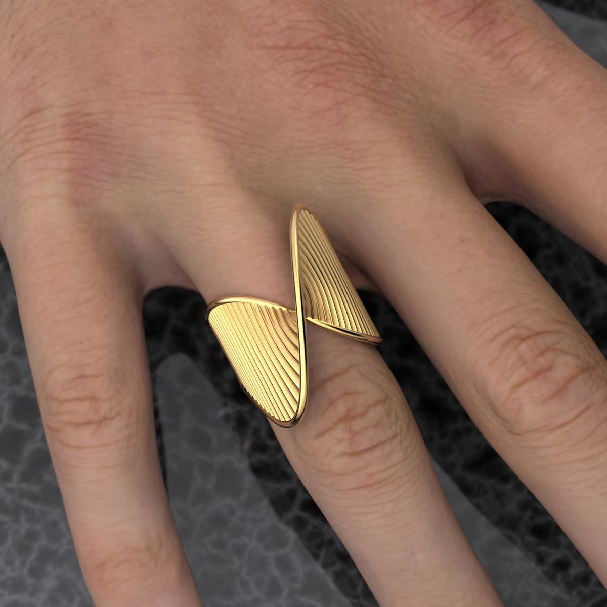 Stylish irregular stainless steel ring for modern fashion.