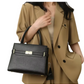 Stylish women's soft leather handbag, elegant small square bucket bag, versatile crossbody and shoulder bag for casual and formal occasions.