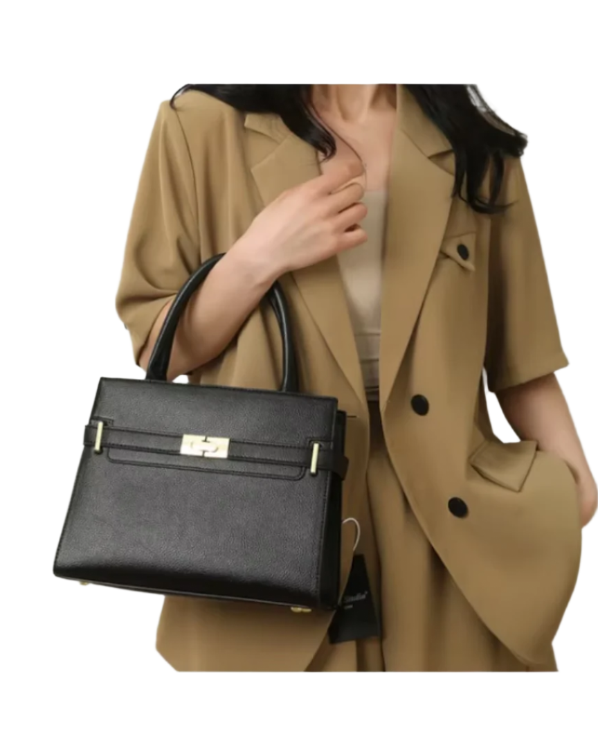 Stylish women's soft leather handbag, elegant small square bucket bag, versatile crossbody and shoulder bag for casual and formal occasions.