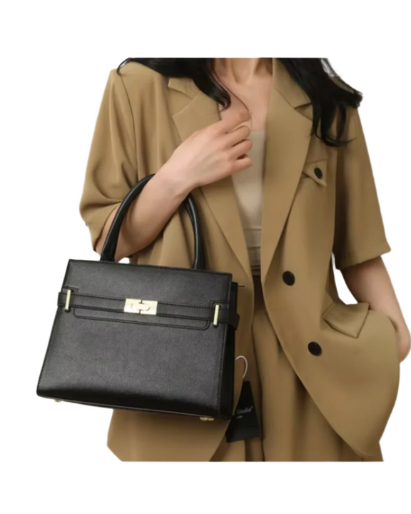 Stylish women's soft leather handbag, elegant small square bucket bag, versatile crossbody and shoulder bag for casual and formal occasions.