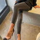 Dazzling silver leggings made from a comfortable polyester-spandex blend.