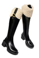 Fashionable Women's Long Booties with Square Low Heels for Trendy Street Style.