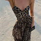 Elegant Leopard A-Line Dress with Backless Tube Top for Summer Beach Vacations. Malediven - Santorini - Bali