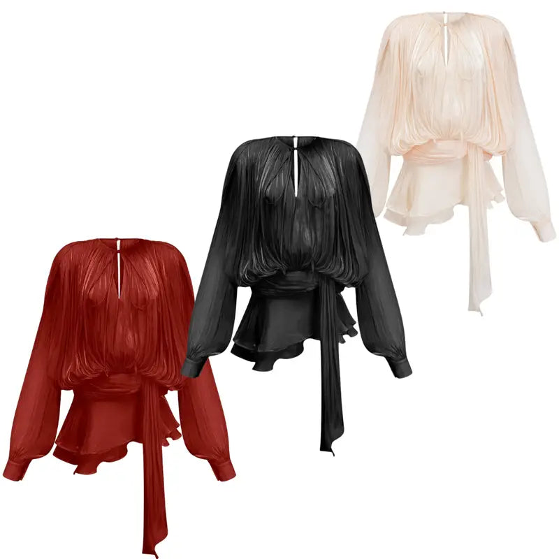 Victoria dress in vibrant red – long-sleeved tailored dress with round neckline, body-hugging fit, ideal for gala, business or dinner.