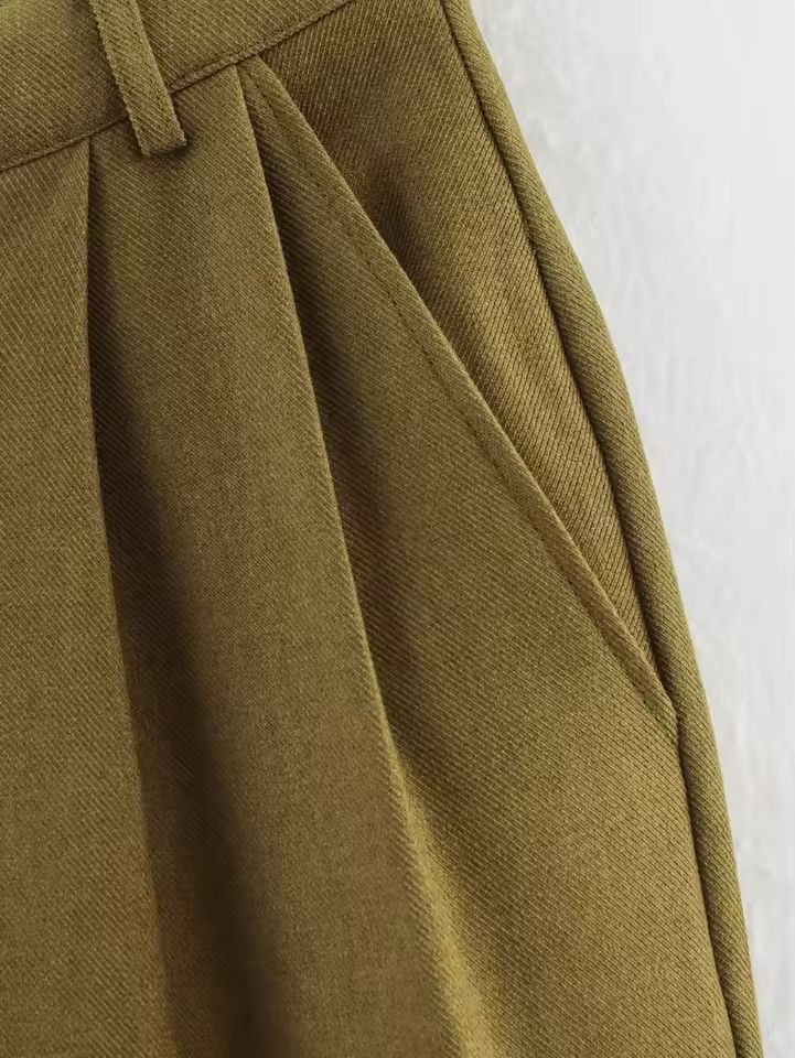 Wide-leg trousers khaki – Arden pants set women autumn winter outfit
