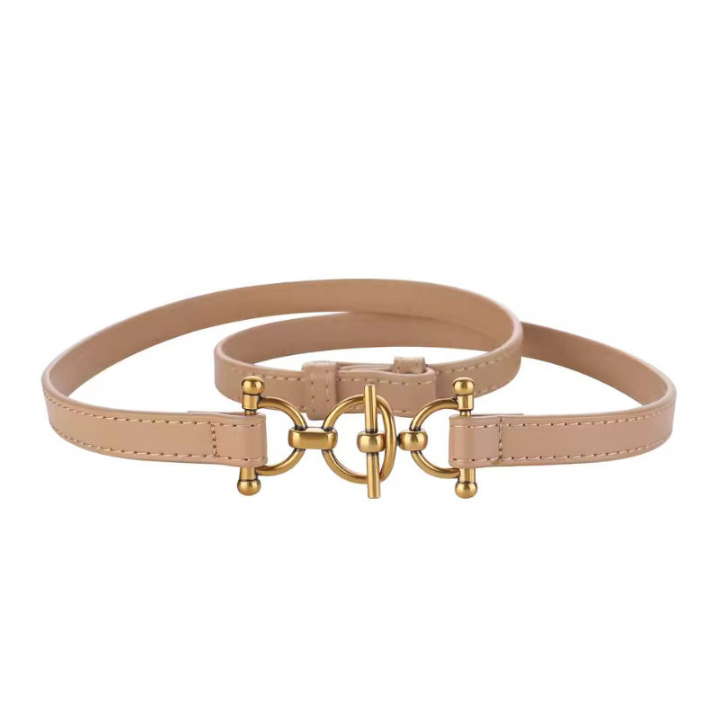 Luxury Auro Belt – narrow leather waist belt for dresses, sweaters & blouses, made from real cowhide
