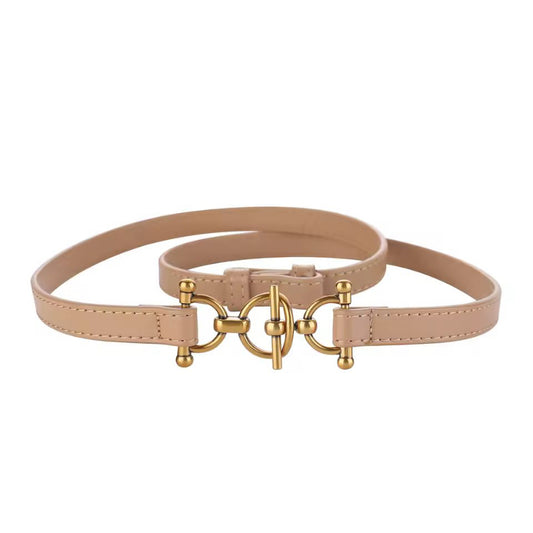 Luxury Auro Belt – narrow leather waist belt for dresses, sweaters & blouses, made from real cowhide
