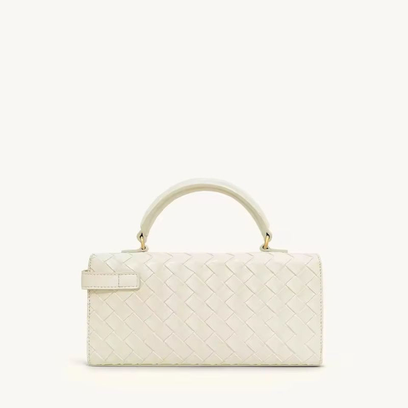 Luxury vegan crossbody bag in off-white with adjustable strap