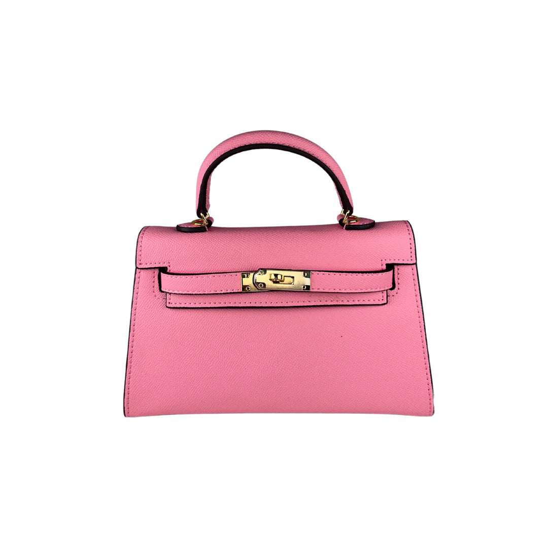 Leather Chic Eau de Luxe Handbag in baby rose, perfect for adding a pop of color to your outfit