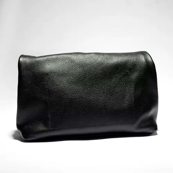 soft black leather bag for women, slim folded design, high-quality craftsmanship