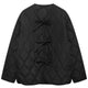 Black quilted jacket with triple ties - stylish outerwear for women
