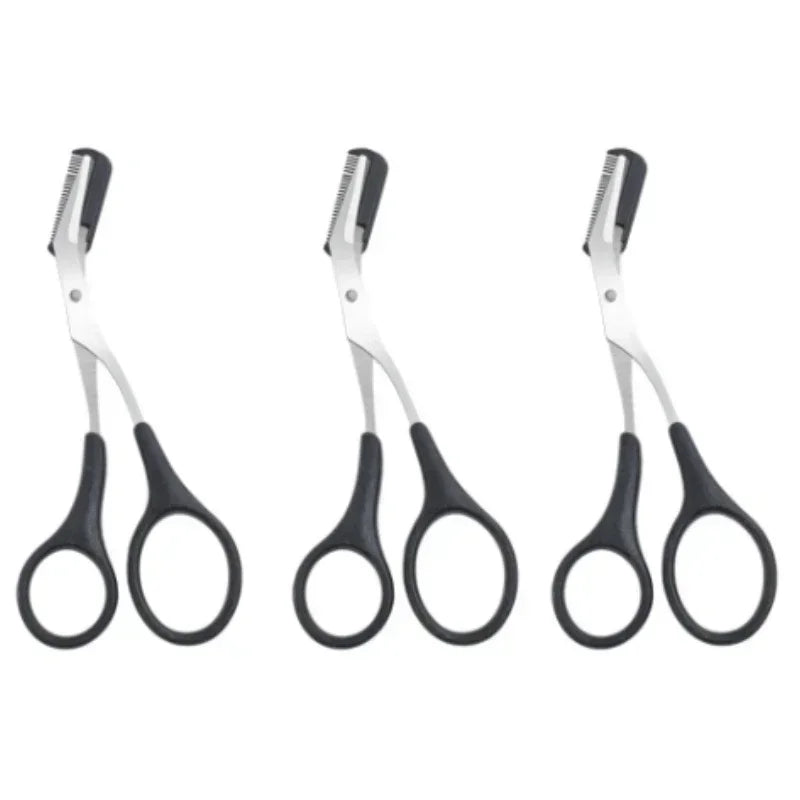 High-Quality Eyebrow Trimming Set with Curved Razor and Scissors in Various Colors - Perfect for Precision Grooming