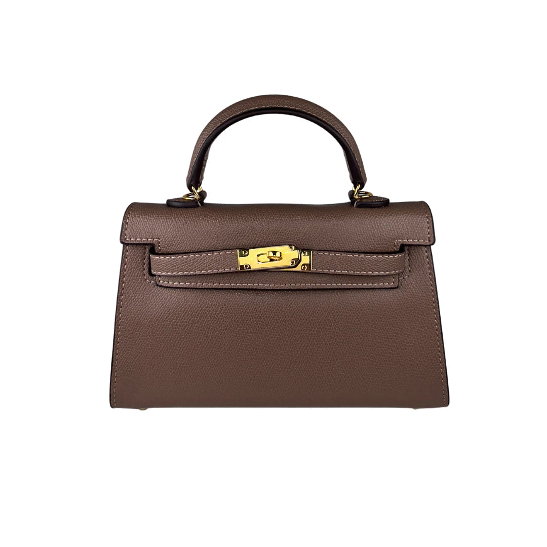 Stylish Eau de Luxe Handbag in rich brown, showcasing premium leather craftsmanship