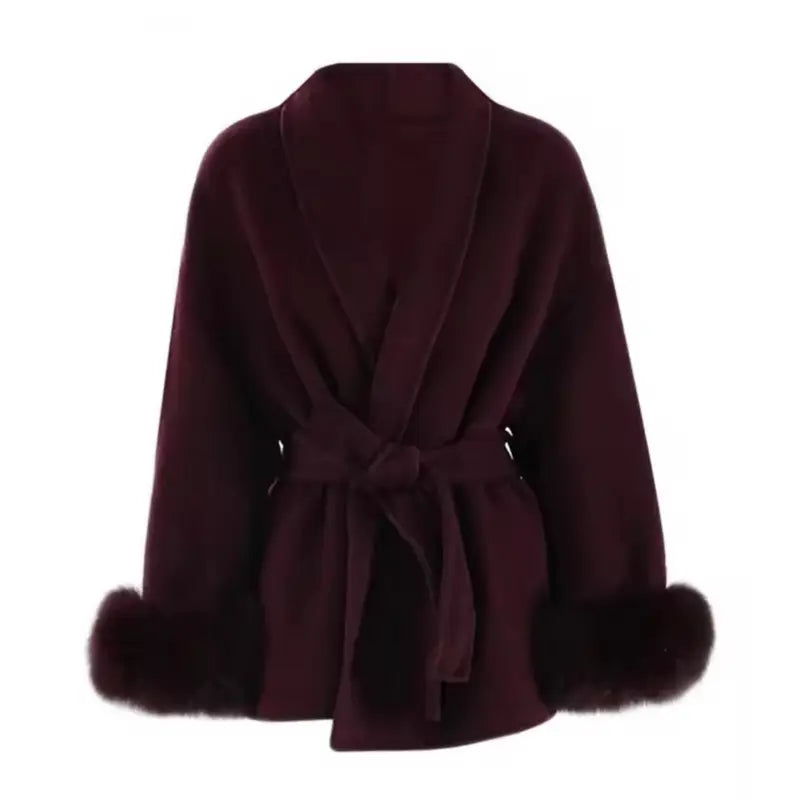 Fashionable outfit featuring the Guardian Shearling Jacket styled with jeans and boots, ideal for a chic and cozy look..