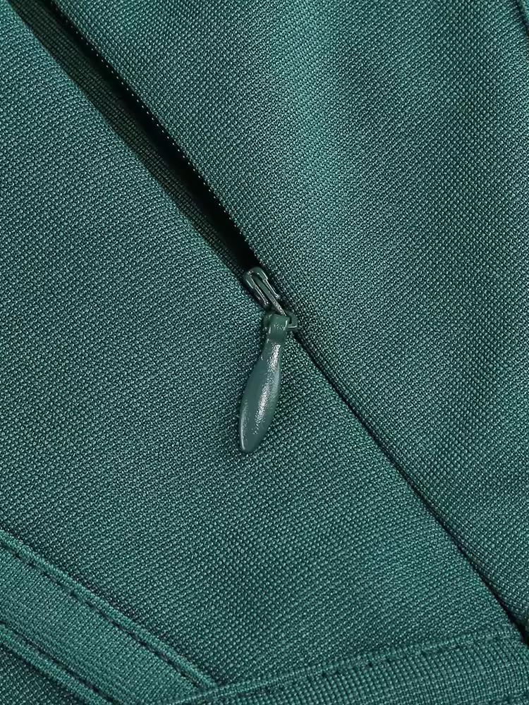 Luxury green corset gown for women – one shoulder emerald dress with sparkle, side slit and open back
