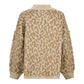 LeopardLux Cardigan for women featuring a luxurious leopard print, gold-colored buttons, and made from a soft wool blend. Elegant Italian-made cardigan perfect for casual and chic looks.