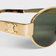 Trendy gold metal frame sunglasses – Ceylie Arc designer oval shades for summer streetstyle 2025
