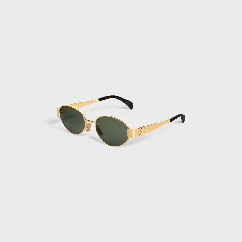 Ceylie Arc gold oval sunglasses for women – 2025 luxury fashion eyewear with metal frame and arc detail