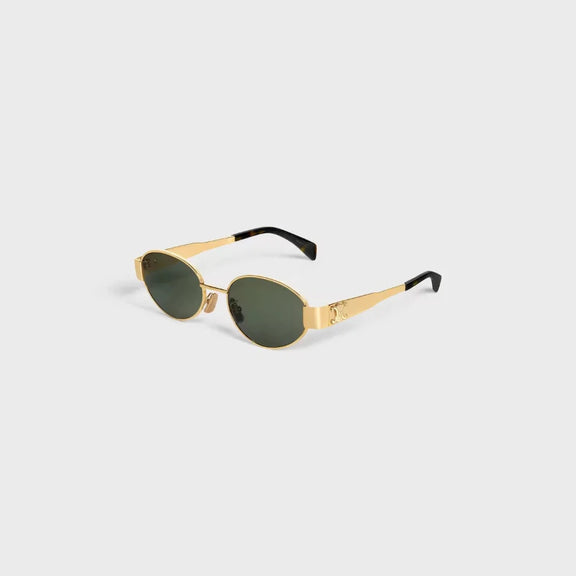 Ceylie Arc gold oval sunglasses for women – 2025 luxury fashion eyewear with metal frame and arc detail
