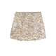 Champagne A-line sequin mini skirt with zipper – elegant women’s party fashion
