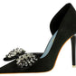 Chic rhinestone pumps with bow detail, stylish shoes for parties and formal events.