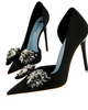 Chic rhinestone pumps with bow detail, stylish shoes for parties and formal events.