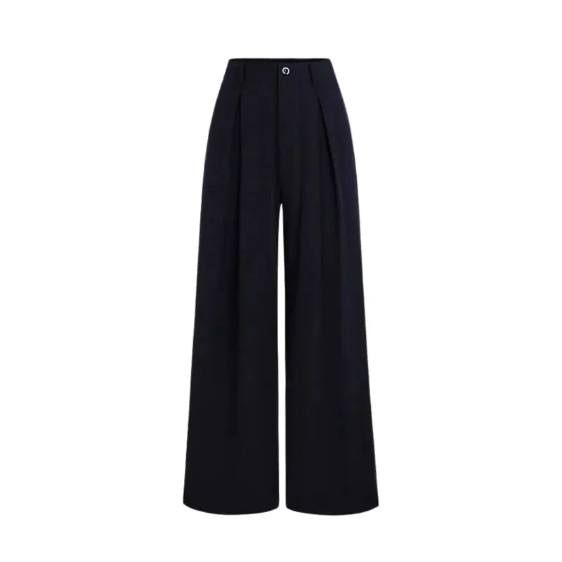 Elegant high-waisted trousers in black with a wide-cut oversized fit and functional pockets.