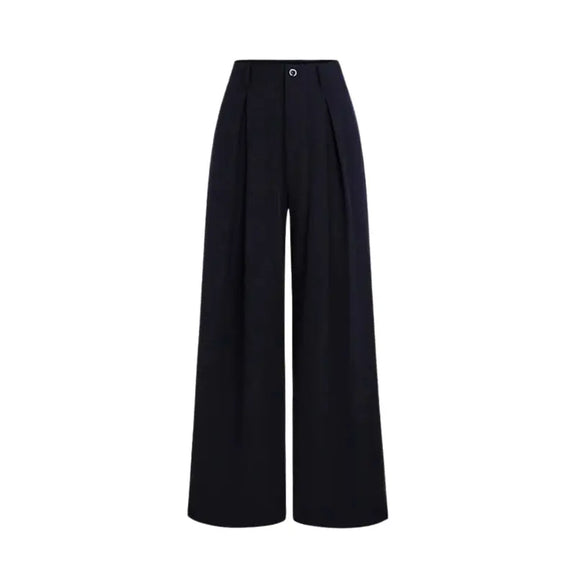 Elegant high-waisted trousers in black with a wide-cut oversized fit and functional pockets.