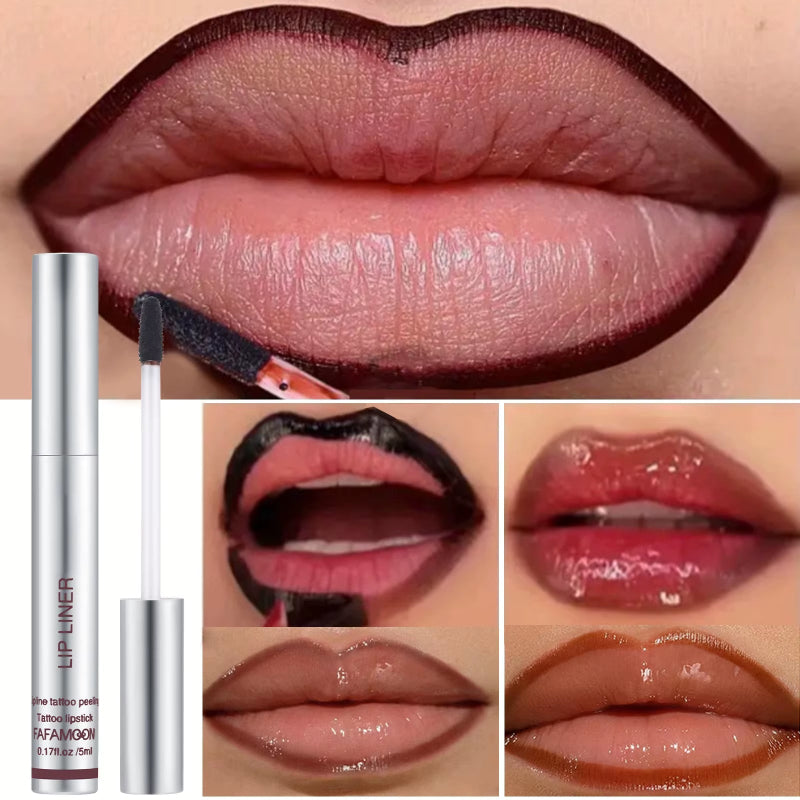 6 Color Waterproof Lip Liner & Peel-off Tattoo Lip Gloss for long-lasting lip definition and a lightweight, highly pigmented formula. Perfect for fuller-looking lips and effortless application.