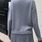 Cozy Grey turtleneck sweater for women in a casual two-piece set, perfect for autumn and winter styling, ideal for café visits and stylish everyday looks.