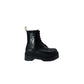 Crocodile-textured ankle boots for women with chunky sole and lace-up design
