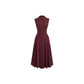 Elegant midi dress with high collar and sleeveless design in Bordo and Black, made of soft cotton blend with stretch for a perfect fit. Comfortable and versatile, ideal for work, special occasions, or everyday wear. Available in sizes XS to XL. Timeless and classic design for modern wardrobes.