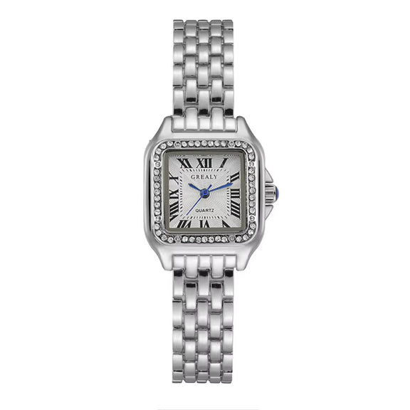 Durable stainless steel strap of the Premium Women's Fashion Quartz Watch, highlighting its 12mm width and comfortable fit.