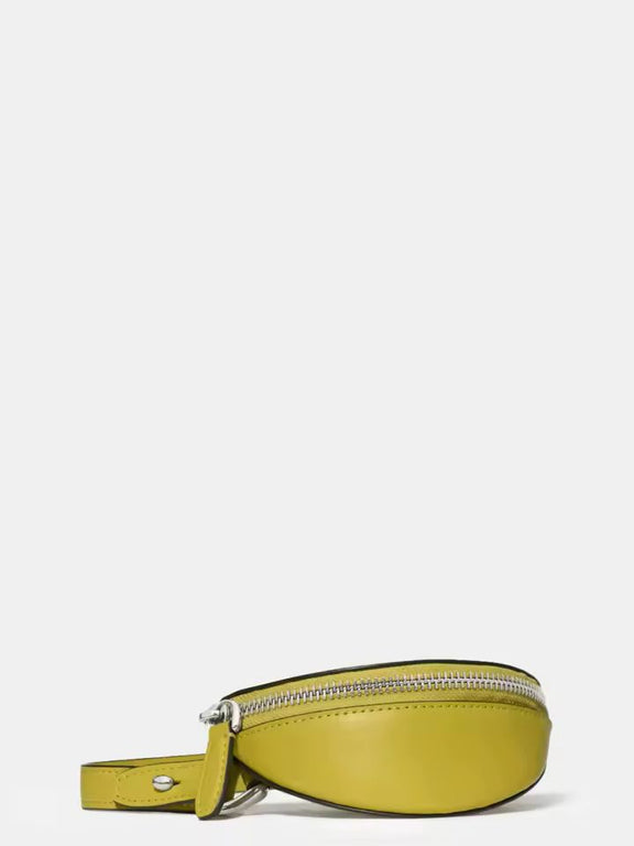 Chic and Charm Eclipse Half Moon Bag – yellow crescent shoulder bag with mini pouch
