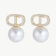 Elegant gold and pearl earrings with zirconia stones, lightweight for all-day wear, ideal for special occasions. Dior Look