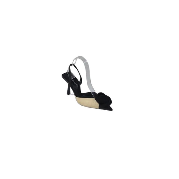 Maja Elegant Slingback Heels with transparent straps, beige woven floral decoration, pointed toe, high heel design, and stylish slingback closure for women. Perfect for weddings, evening events, parties, and formal occasions. Available in blue, brown, and black for a chic and sophisticated look.