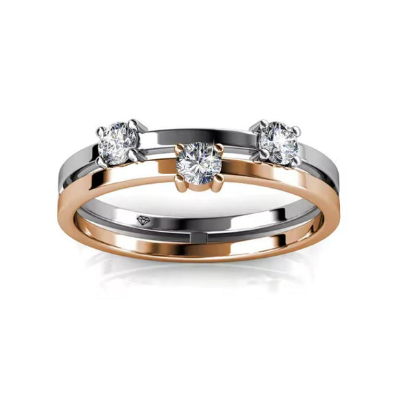 Luxury Swarovski®️ women’s ring with crystals – bi-color 18K gold plated fashion jewelry for engagement and parties