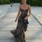 Elegant Leopard A-Line Dress with Backless Tube Top for Summer Beach Vacations