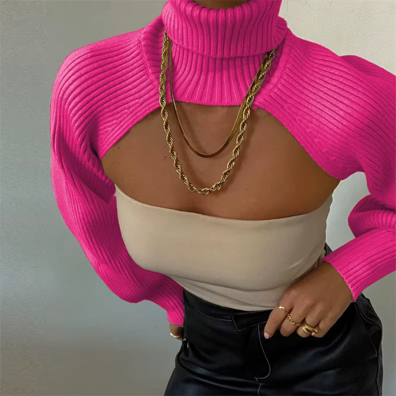 Trendy knitted turtleneck pullover available in multiple colors for autumn and winter fashion. Soft polyester sweater.
