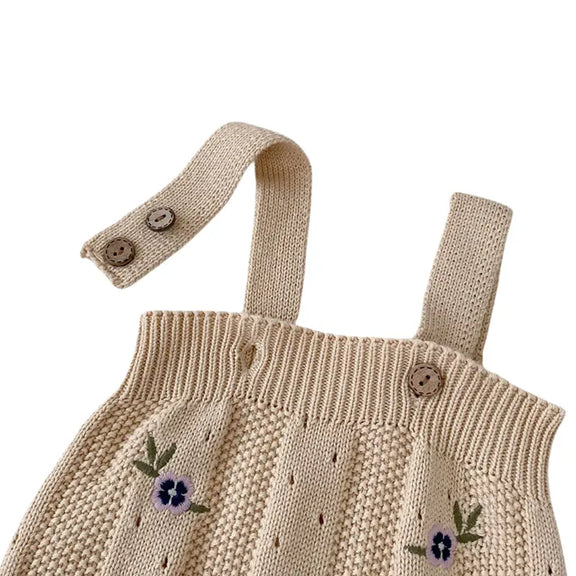 FloralCozy baby knitted set with sweater and romper, made from soft fine wool, floral pattern, perfect for stylish and cozy days.