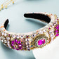 Luxury Baroque Palace Style Full Rhinestone Headband Hair Accessories Women Thickened Sponge Embroidery Prom Hairband Hair Hoop