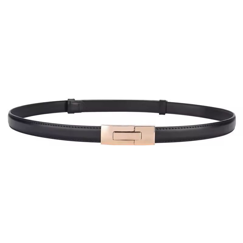 Luxury real leather belt for women – gold hardware, minimalist fashion accessory
