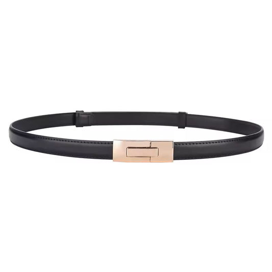 Luxury real leather belt for women – gold hardware, minimalist fashion accessory
