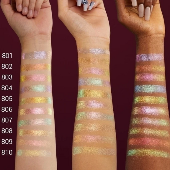 Swatches of the Long-lasting Duochrome Eyeshadow Palette on skin