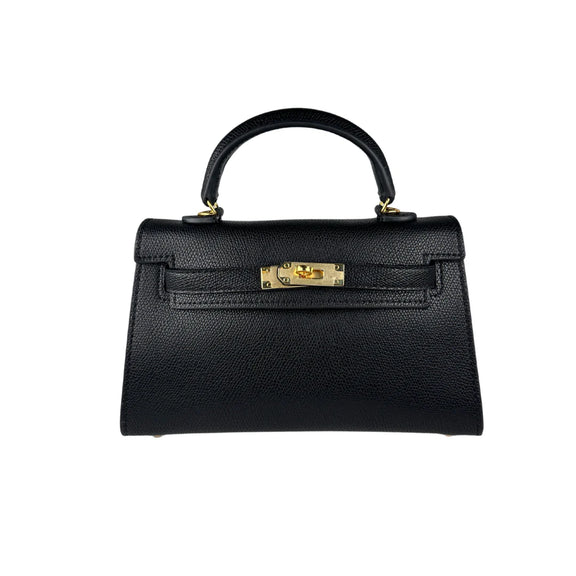 Fleur de Luxe Handbag made from 100% genuine leather in classic black with elegant design amazing 