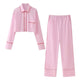 Comfortable pink suit set for women – ideal for lounging at home.