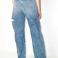 High-waisted wide-leg jeans for women with unique gradient wash