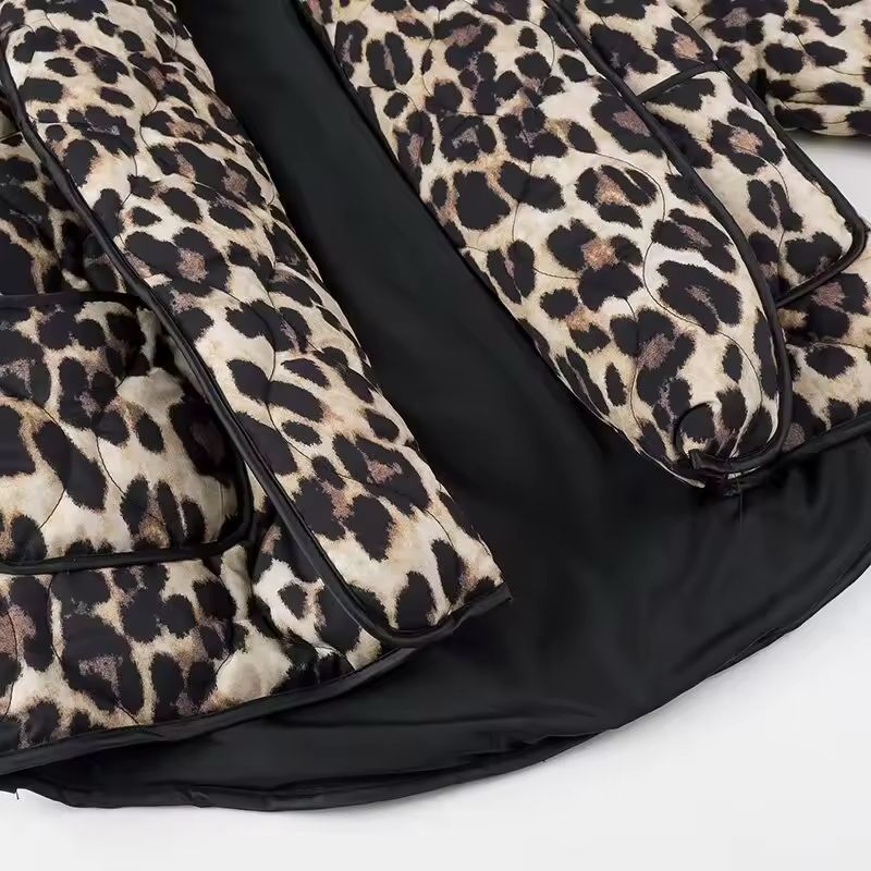 Animal print women’s coat with long sleeves – chic fall outerwear
