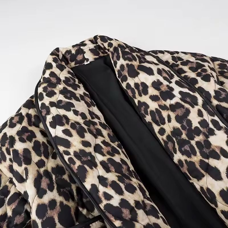 Elegant leopard print coat for women – Wild Essence Sahara autumn jacket
